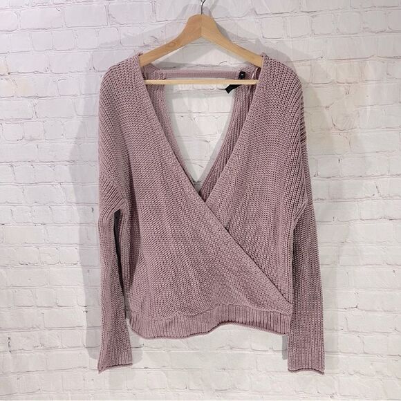 Moon & Madison Wrap Knit Oversized Sweater Top - Picture 1 of 6